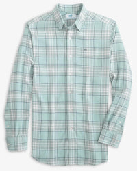 SOUTHERN TIDE Men's Flannel Reddick Plaid Sportshirt in summer aqua - men's long sleeve top