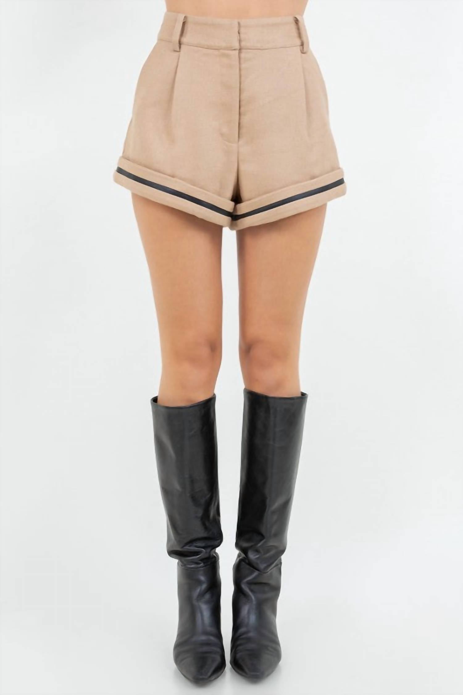 WHITEROOM+CACTUS Structured Woven Shorts in beige - women's shorts