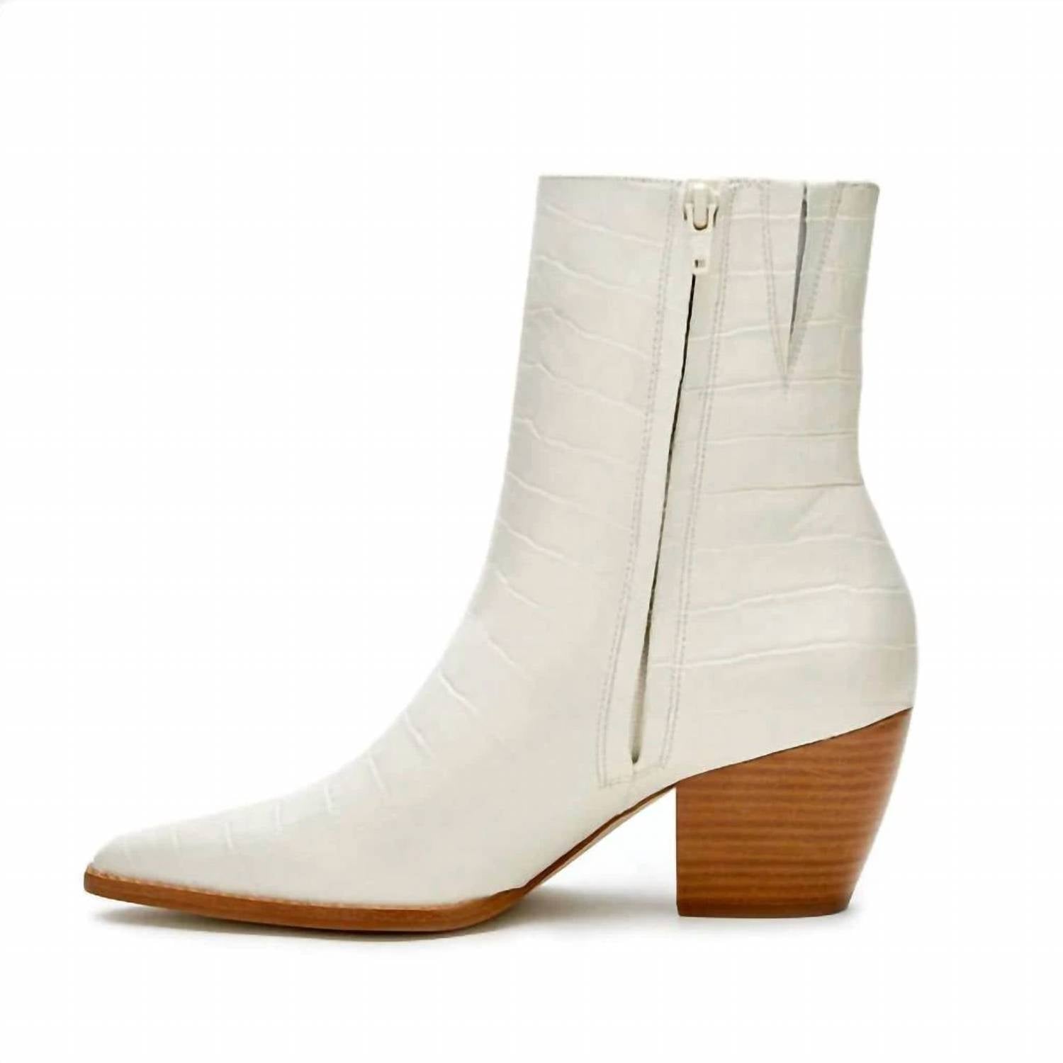 Matisse Women's Spade Booties in white croc vegan leather - women's shoe - view 5