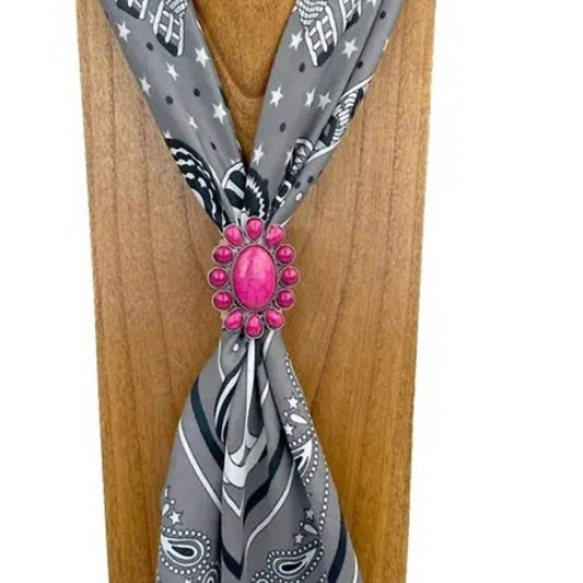 Western Elite Jewelry - Women's Western Silver Tone Stones Wild Rag Scarf Slide
