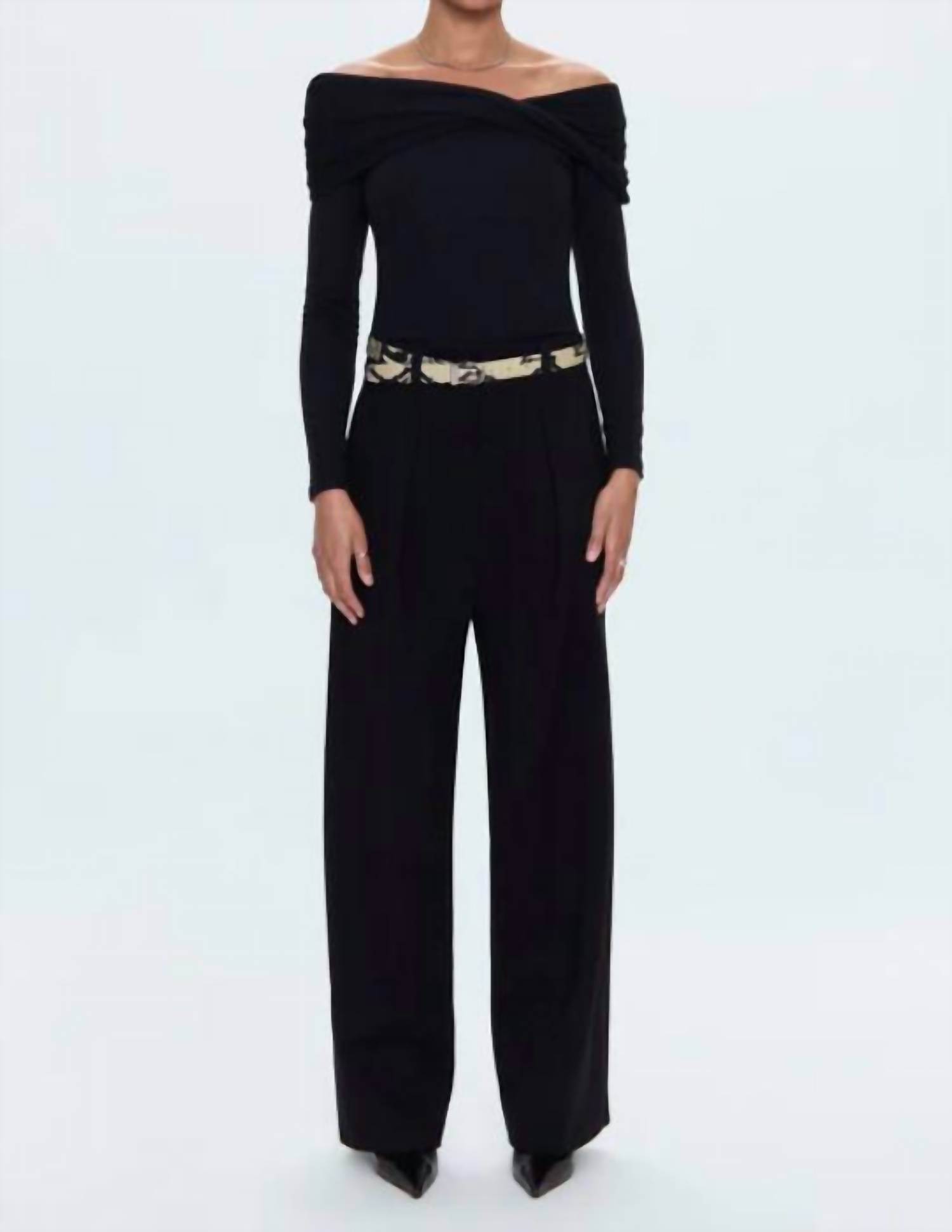 PISTOLA Eden Pleated Barrel Trouser in night out - women's pants