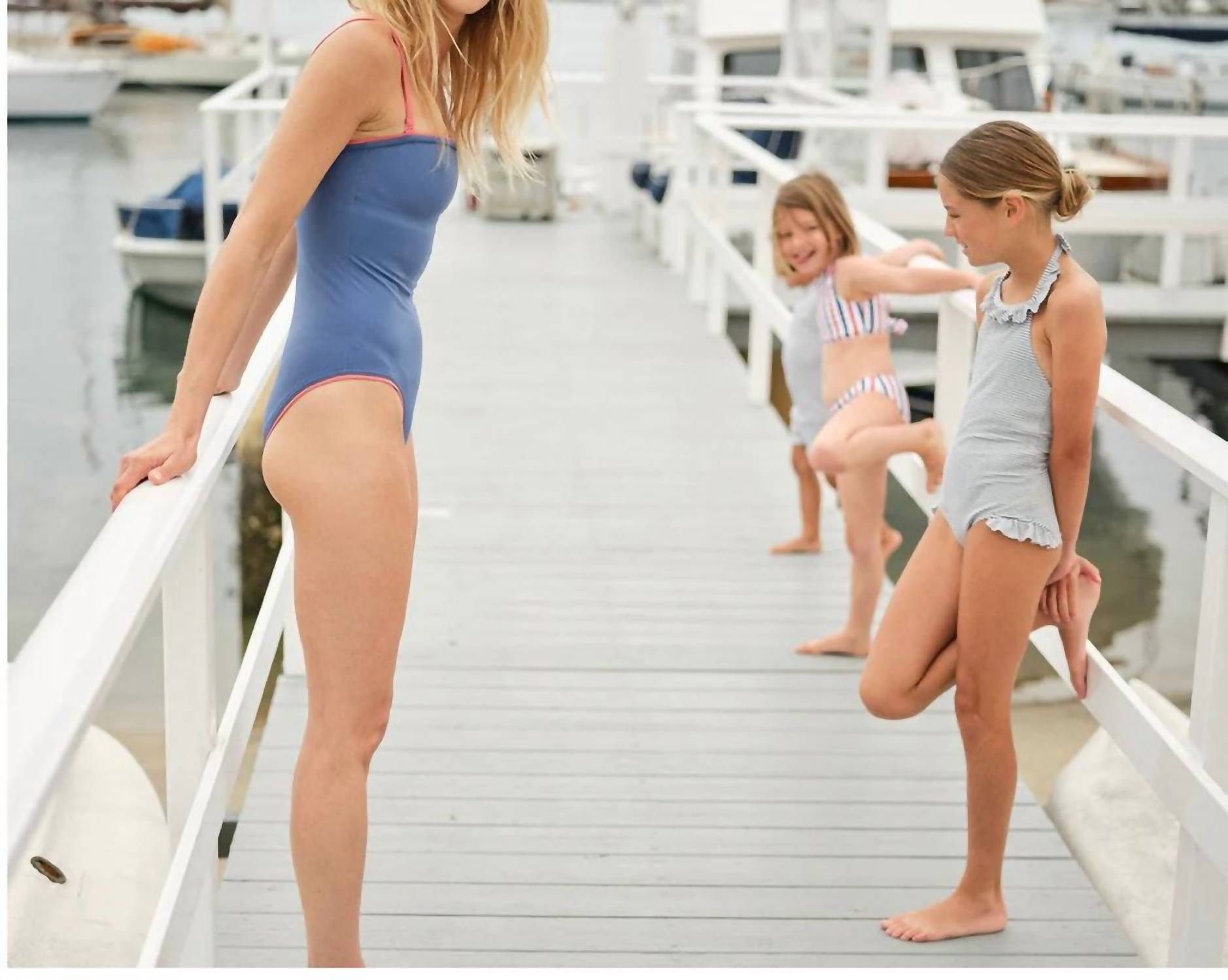 Minnow Square Neck One Piece Swimsuit in navy white - women's swimwear - alternate view