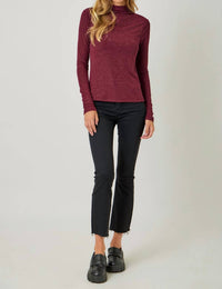 Mystree - Knit Mock Neck Long Sleeve Top