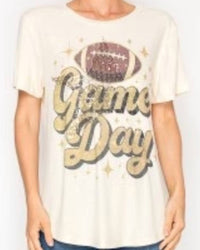 Origami Game Day T-Shirt with Star Sequin in white - women's t-shirt - detail view