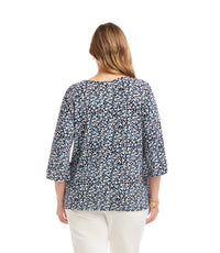 Karen Kane Flare Sleeve Pick-up Top - Plus in print - women's blouse - detail view