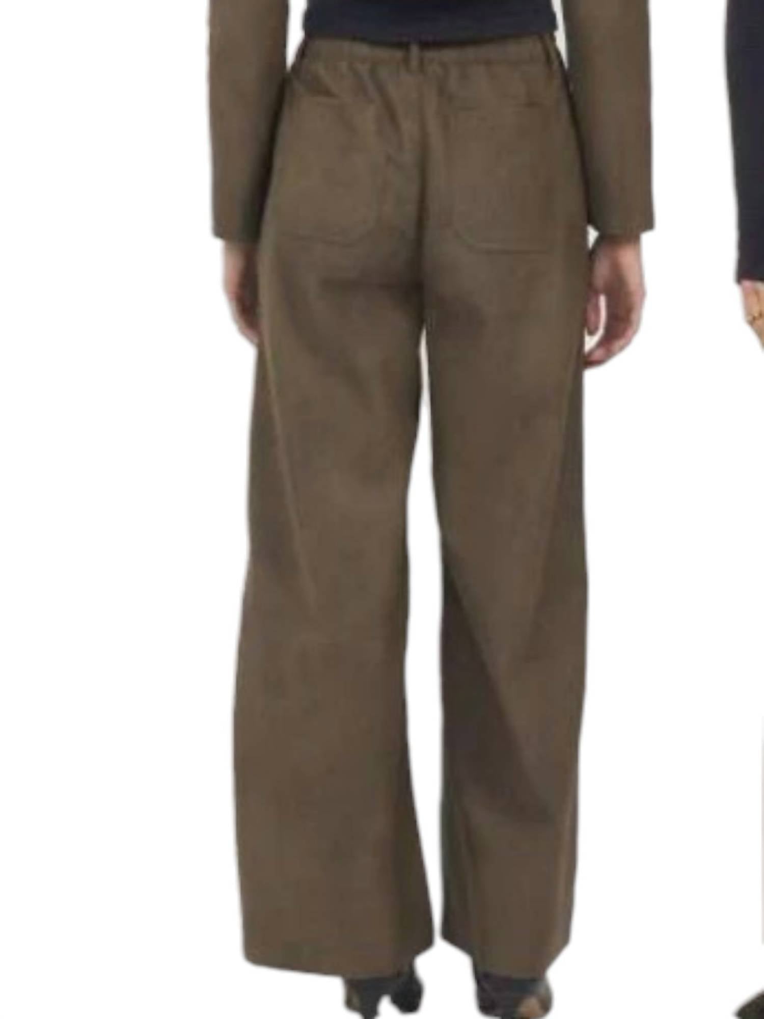 Vintage Havana Faux Leather Wide Leg Pant in chestnut - women's pants - detail view
