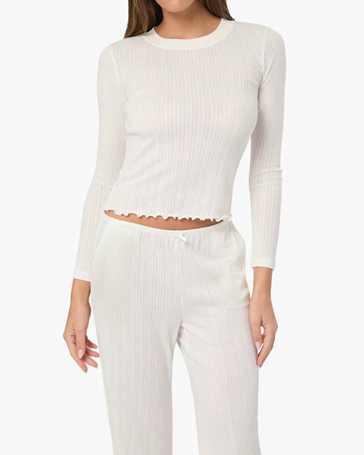We Wore What - Long Sleeve Pointelle Pajama Top