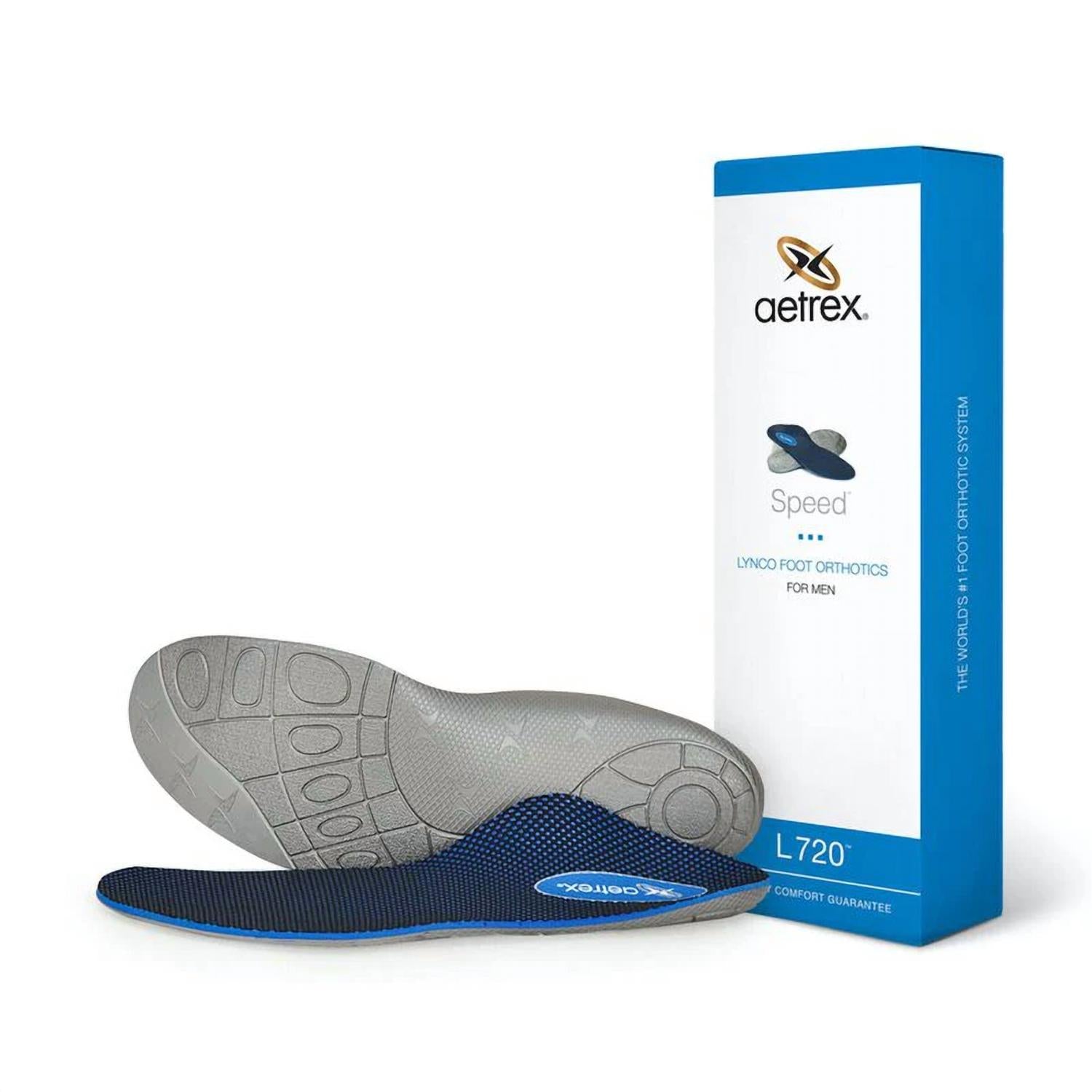 Aetrex Men's Speed Posted Orthotics Insole in navy grey - men's sneaker