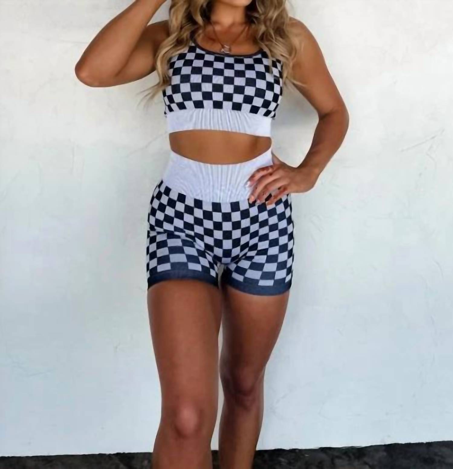Blakeley - Hey Girl High-rise Checkered Lounge Set