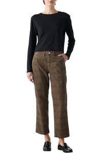 AMO Women's Lillian Corduroy Trouser in sand plaid - women's pants