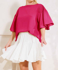 Oddi - Boat Neck Drop Shoulder With Smocking Blouse
