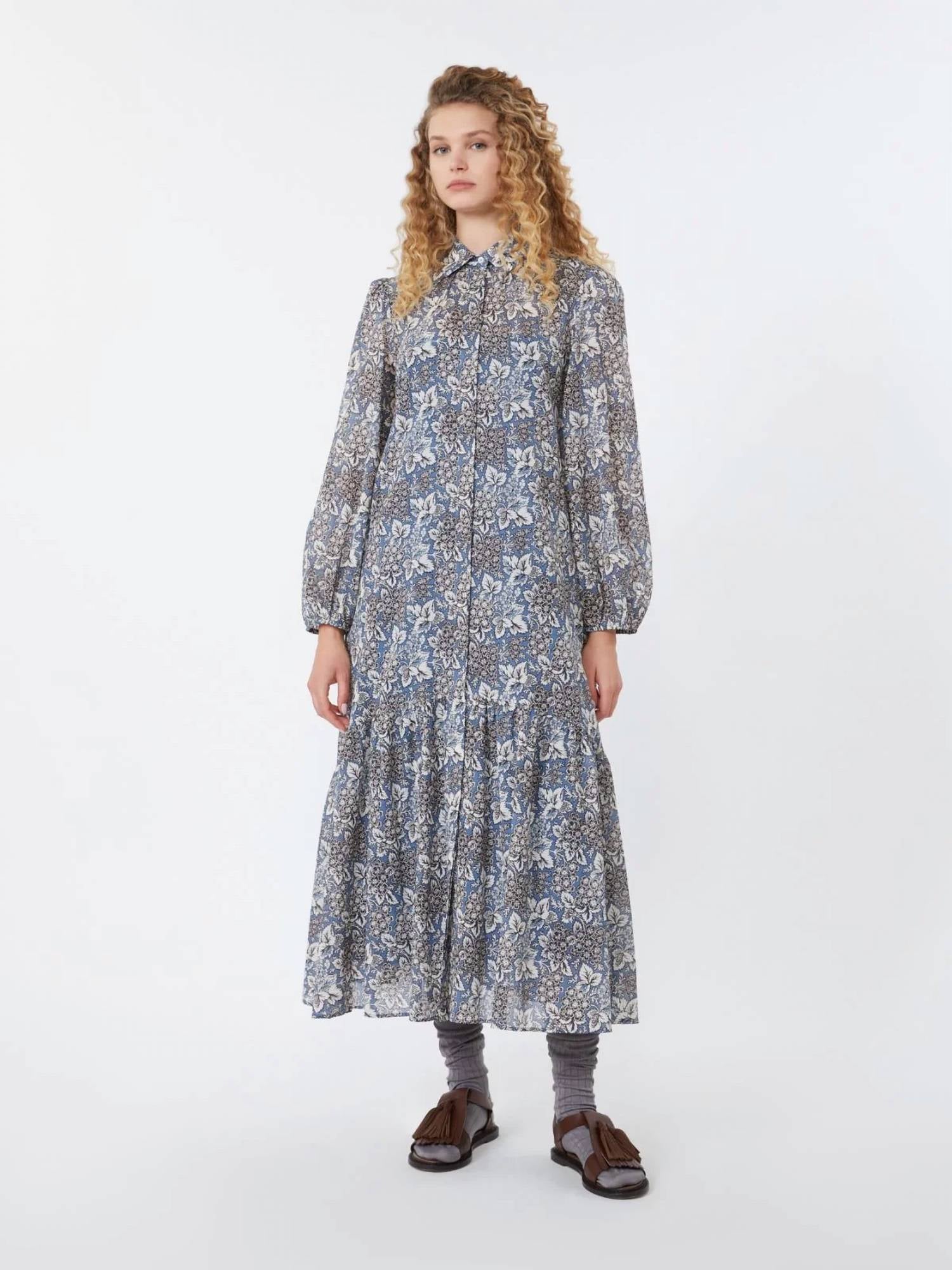 Weekend Max Mara - Voile Patterned Long Shirt Dress