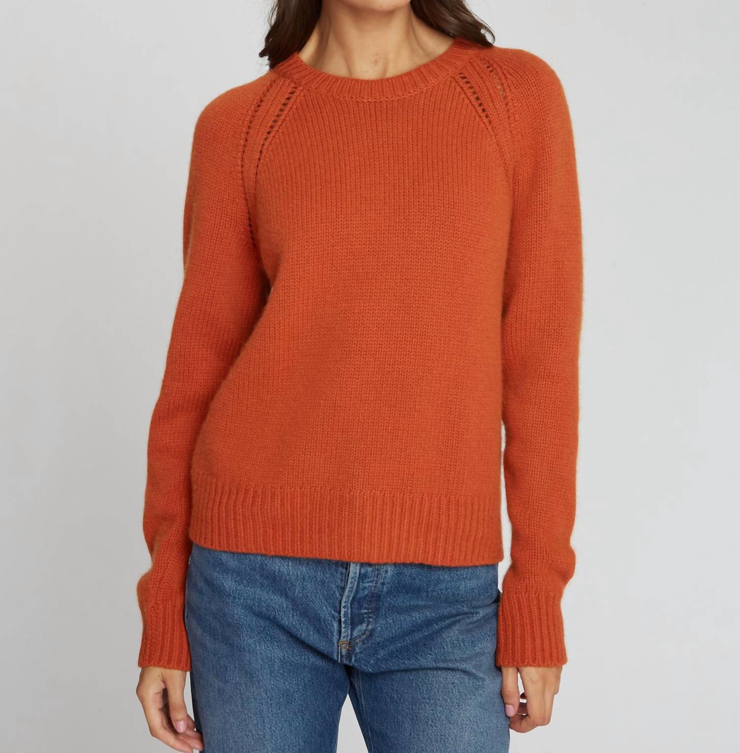 Autumn Cashmere Relaxed Open Raglan Crew Top in henna - women's sweater
