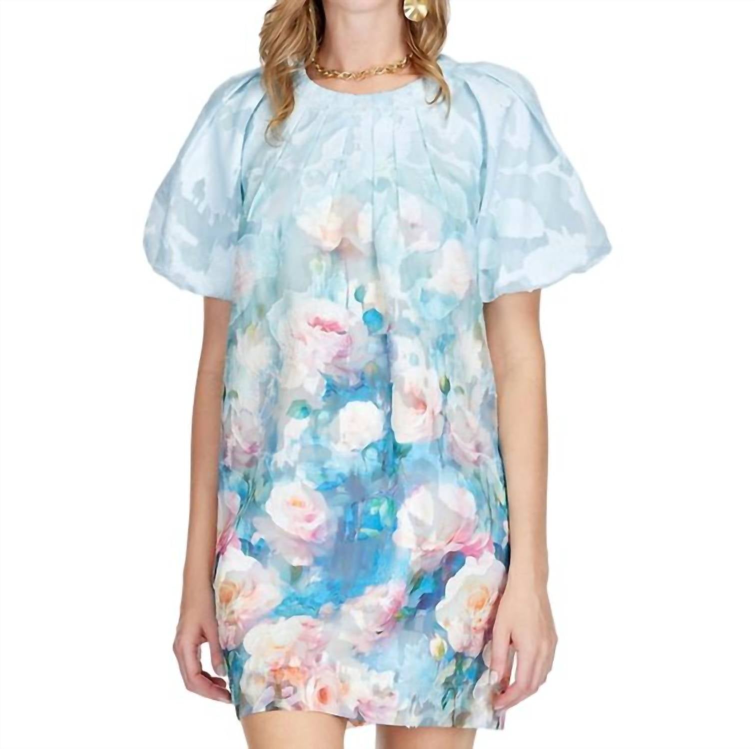 Jade - Pleated Puff Sleeve Dress