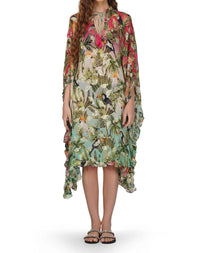 America & Beyond - Chirping Birds Frill Kaftan Dress