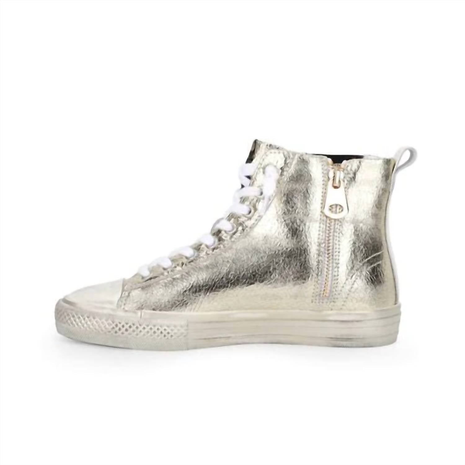 Vintage Havana Women's Hightop Sneakers in gold foil - women's sneaker - detail view
