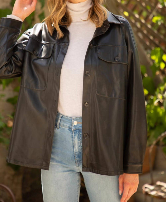 Voy - Living On the Edge Faux Leather Shacket