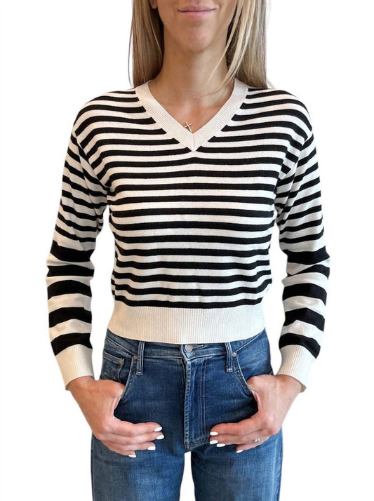 Monrow - LIGHT SOFT KNIT STRIPE V-NECK TOP