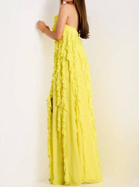 Jovani - Halter Gown With Cascading Ruffle Layers
