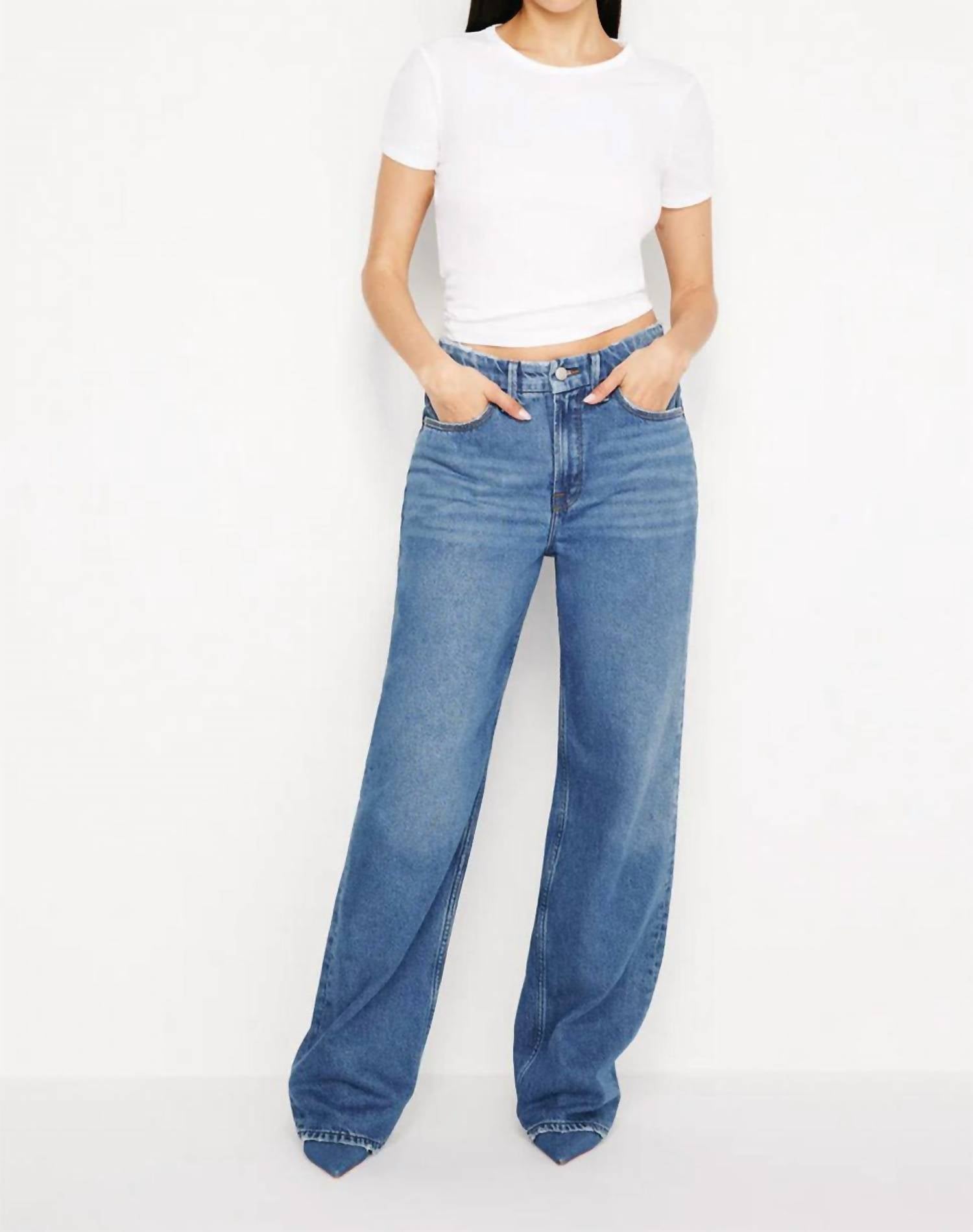 GOOD AMERICAN Good 90s Loose Straight Legs Jeans in blue 541 - women's jeans