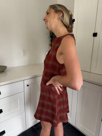 needii Persimmon Plaid Skater Swing Mini Dress in rust - women's dress - alternate view