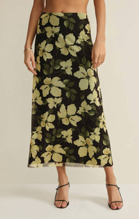 Z Supply Floral Mesh Midi Skirt in black - women's skirt