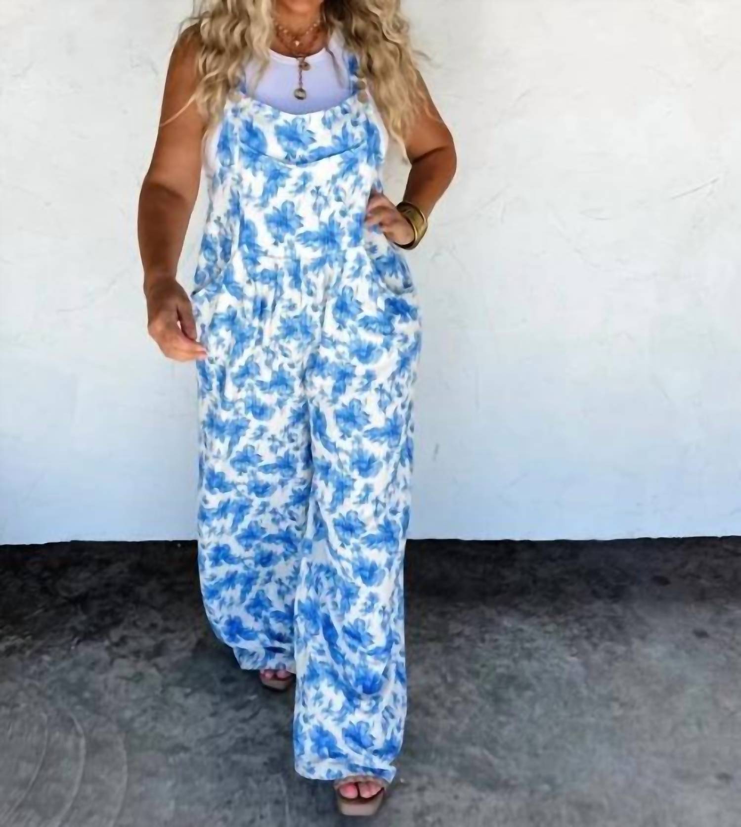 Blakeley - Painting Petals Ribbed Overalls