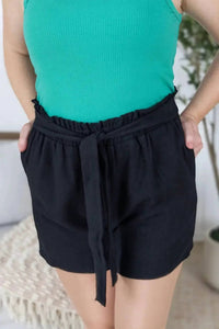 Michelle Mae - Libby Linen Black Shorts