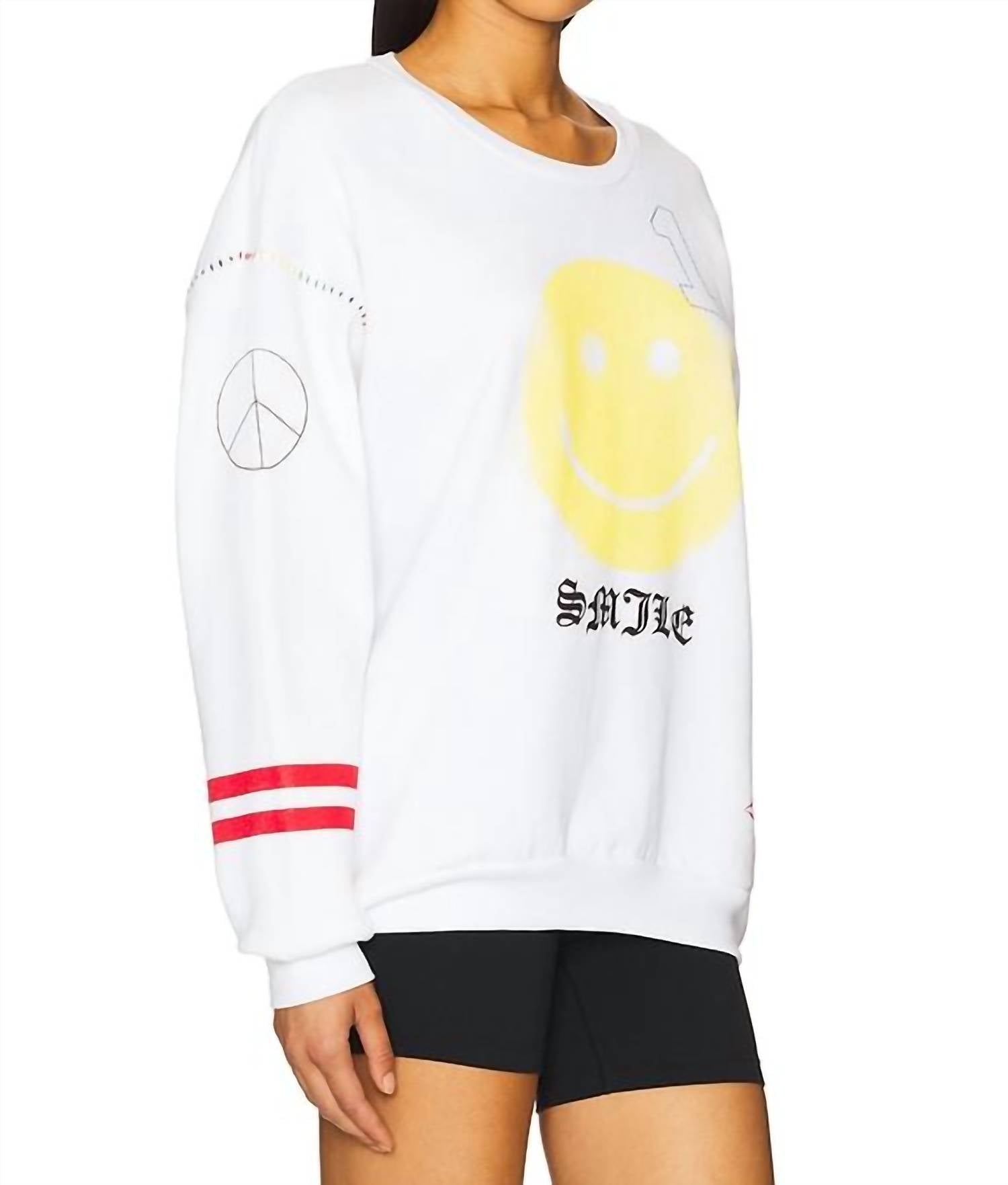 Lauren Moshi - Babbs Spray Happyface Elements Oversized Pullover Sweatshirt