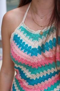 Saltwater Luxe - Crochet Halter Mini Dress