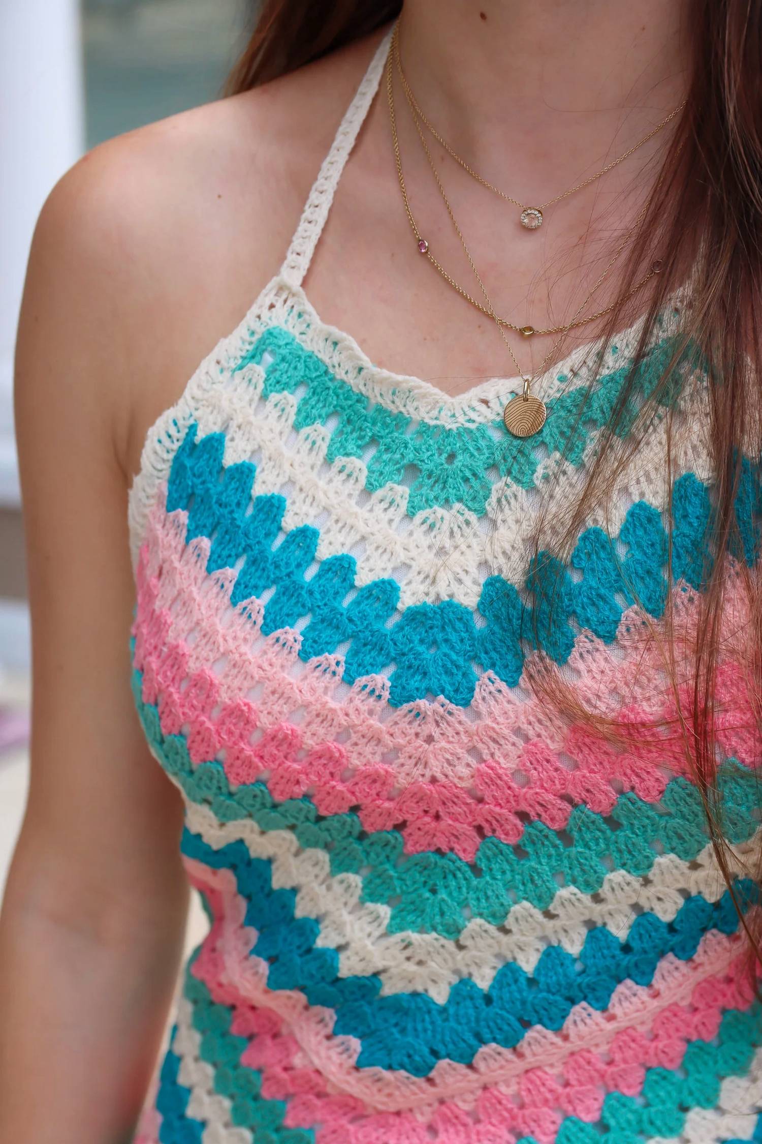 Saltwater Luxe - Crochet Halter Mini Dress