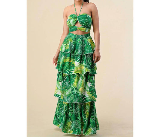 The Sang - Under the Palms Ruffle Halter Neck Dress