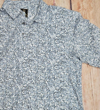 F/X Fusion Men's Short Sleeve Polo Top in grey - men's t-shirt - detail view