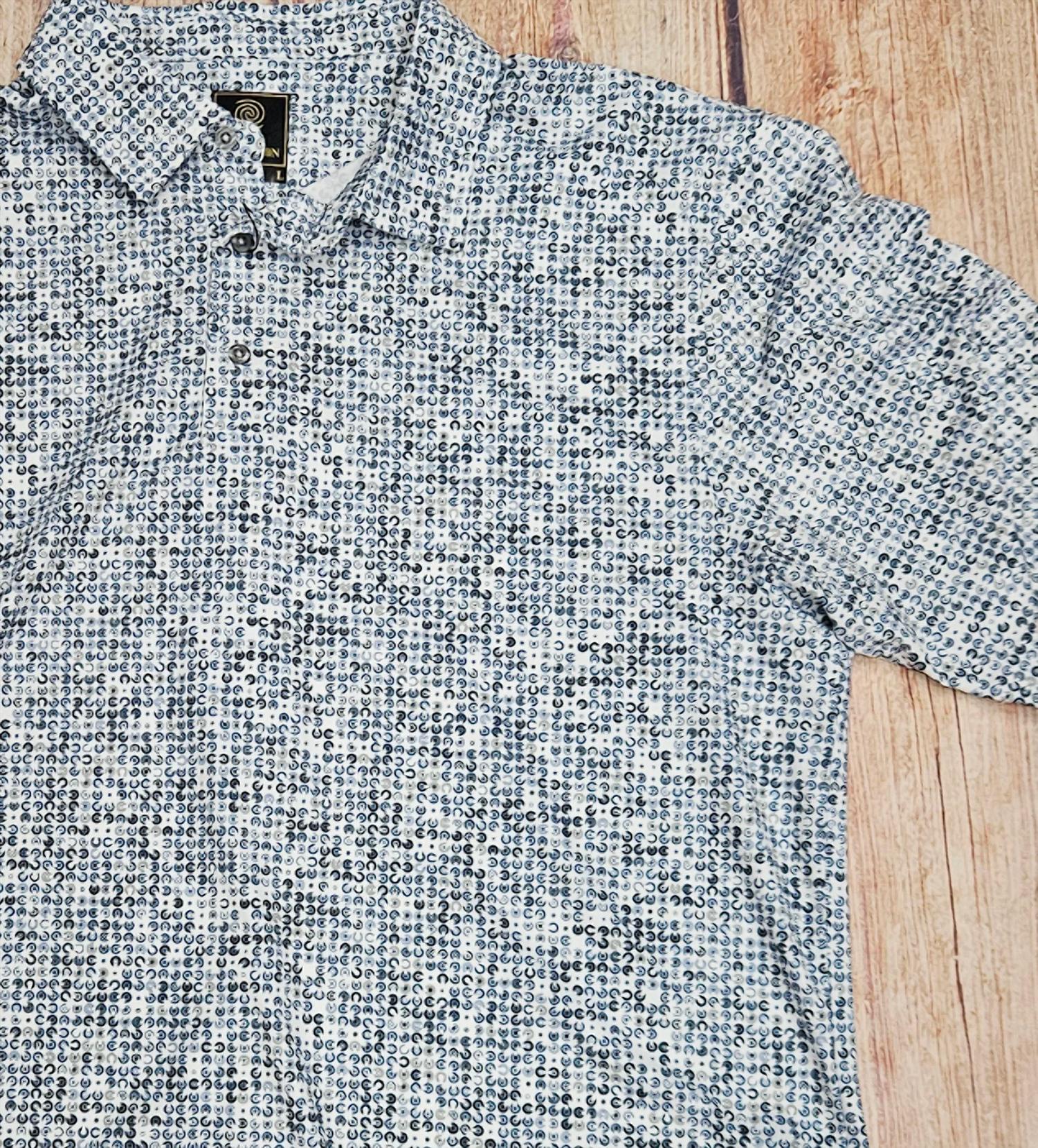 F/X Fusion Men's Short Sleeve Polo Top in grey - men's t-shirt - detail view