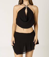 Cotton Candy LA Celeste Crystal Star Halter Crop Top in black - women's shirt