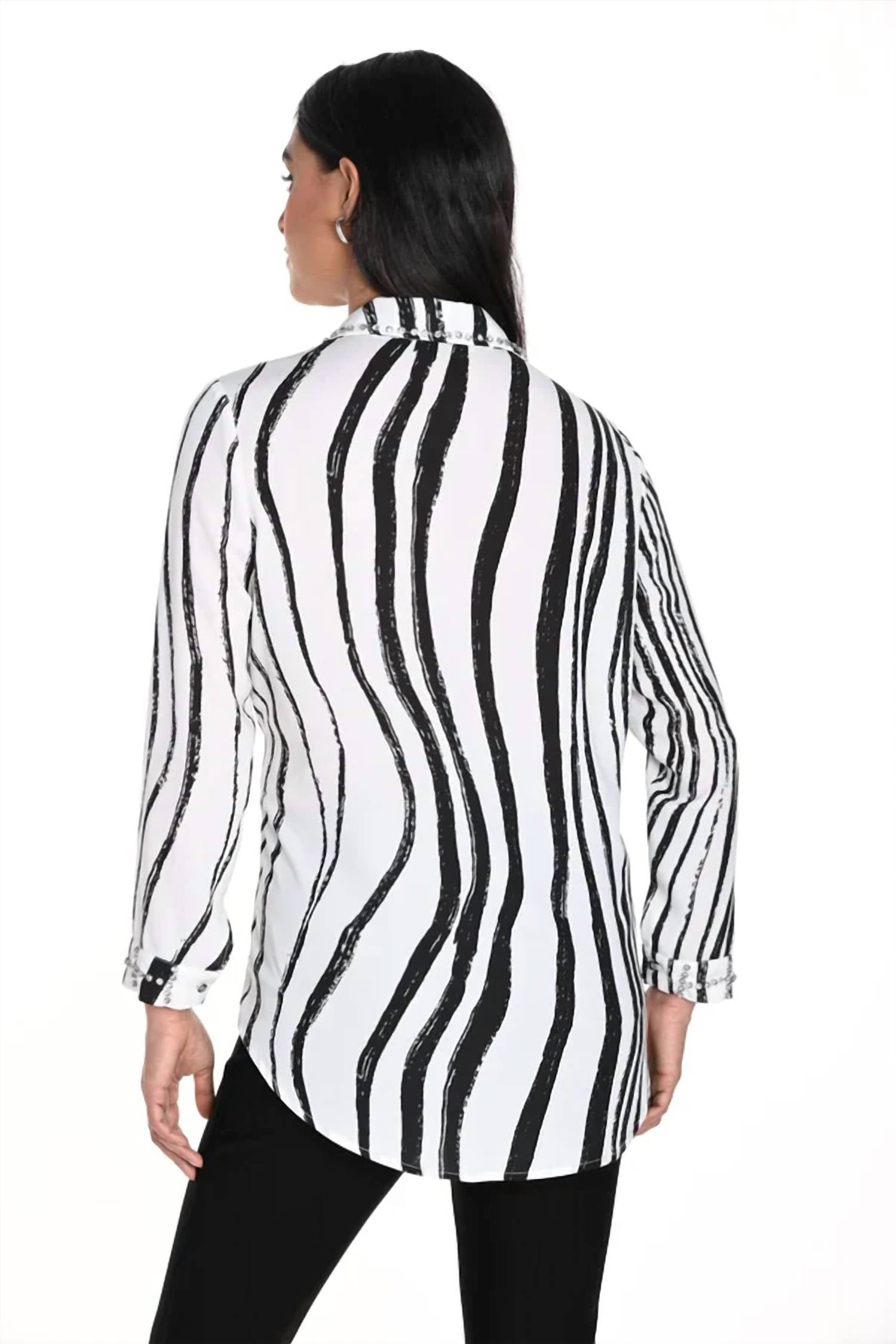 Frank Lyman - Bardot Rhinestone Long Sleeve Blouse