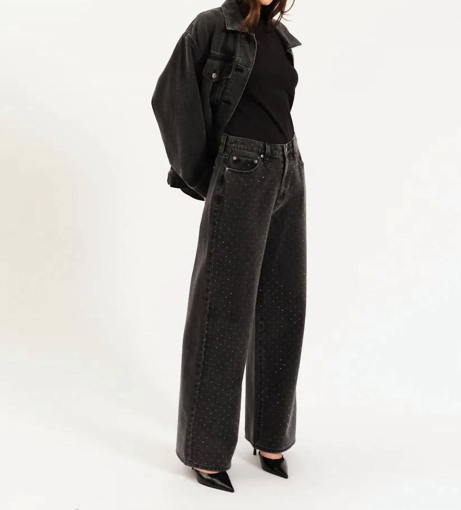 DAZE Wonderer Mid Rise Palazzo Jeans in starlit night - women's pants - alternate view