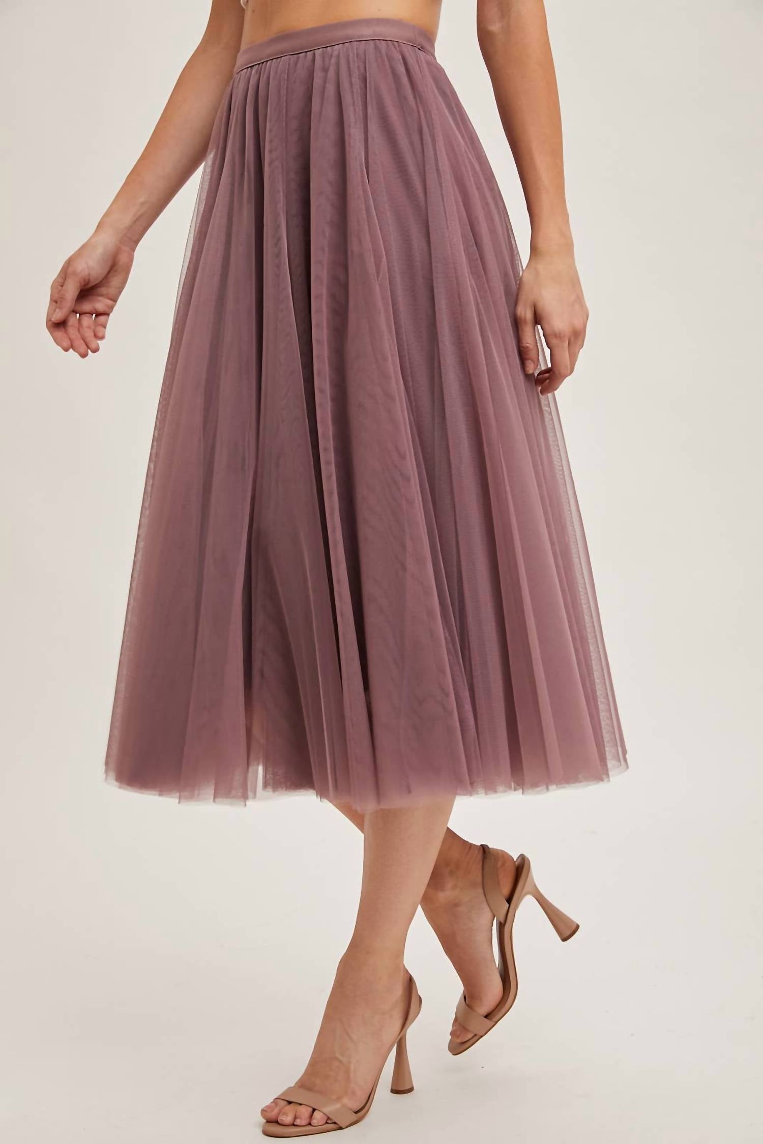 BluIvy Tulle Midi Skirt in mauve - women's skirt - view 4