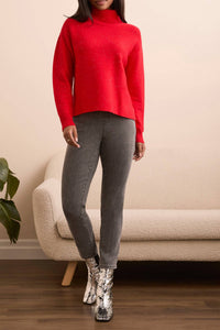 Tribal - High-low Turtleneck Sweater With Side Slits