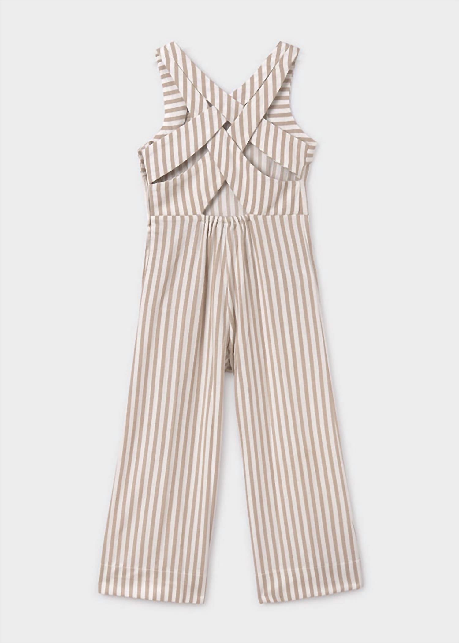 Mayoral - Girls Stripe Viscose Blend Jumpsuit