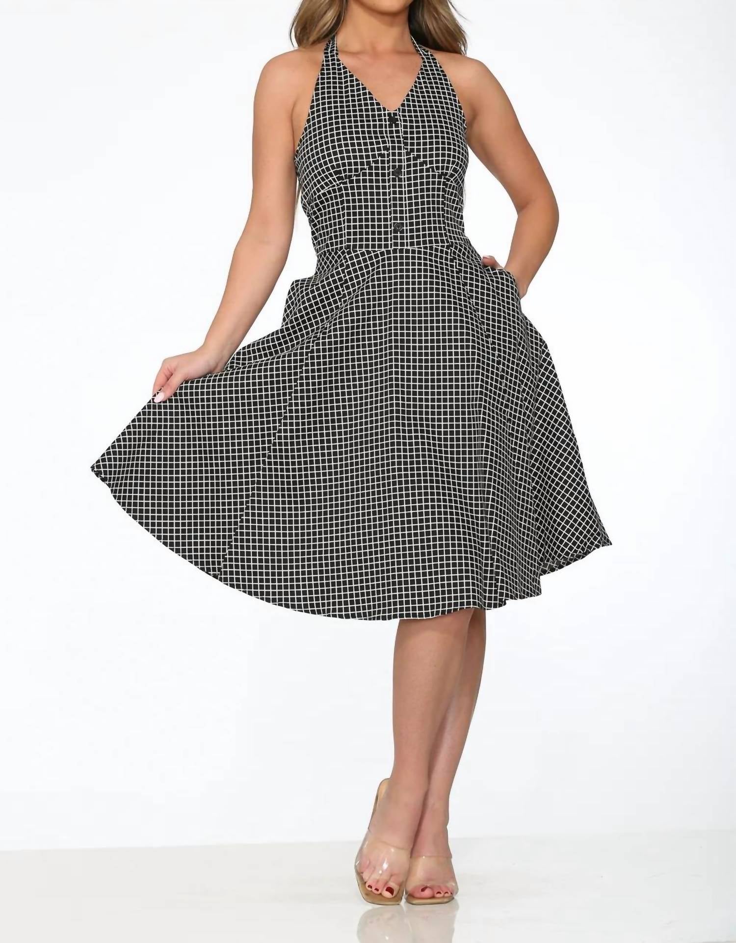 Orchid Bloom - Checkmate Halter Dress