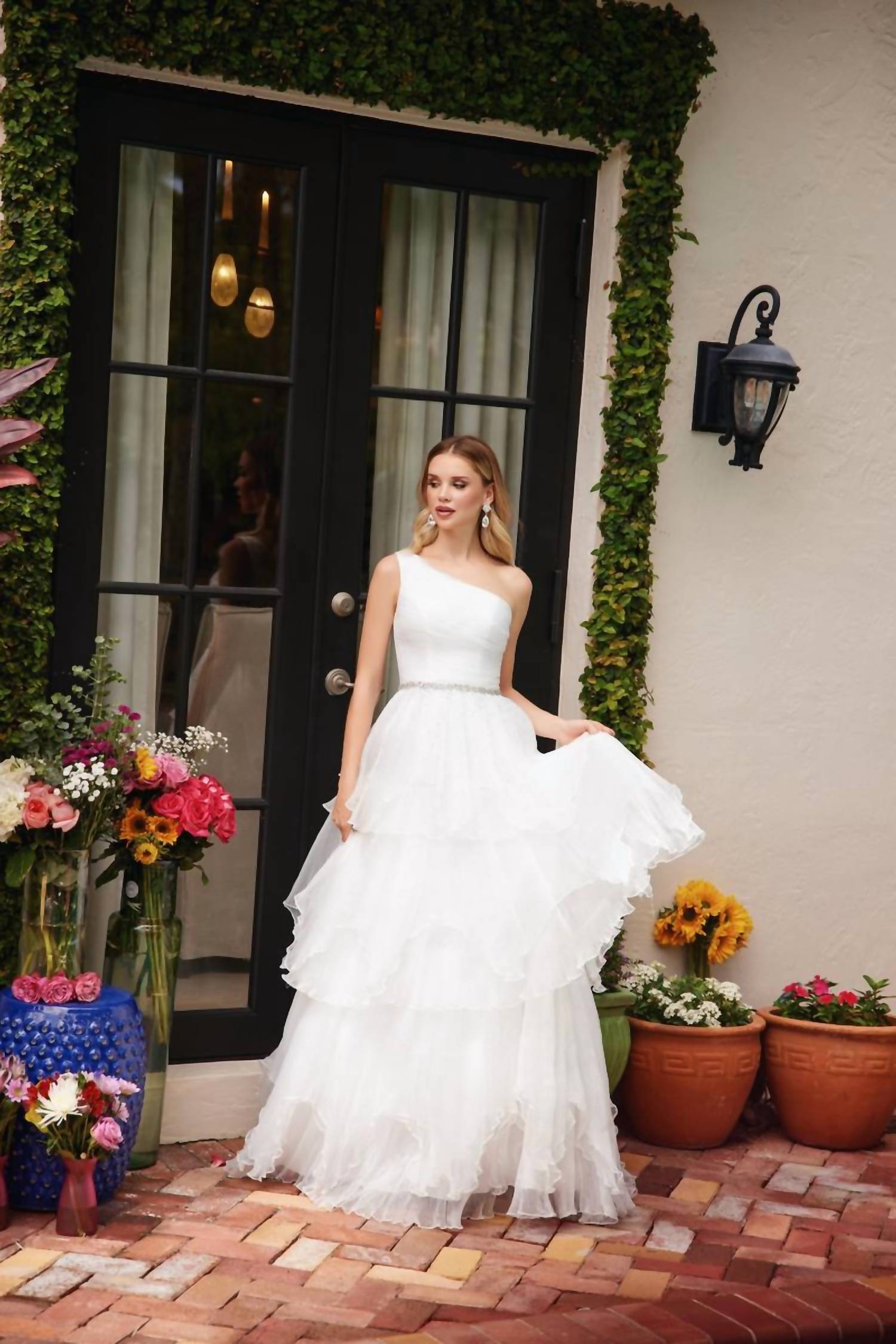 Ava Presley - One Shoulder Tiered Ruffle Ball Dress