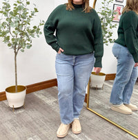 Blu Pepper - Mock Neck Ribbed Knit Sweater