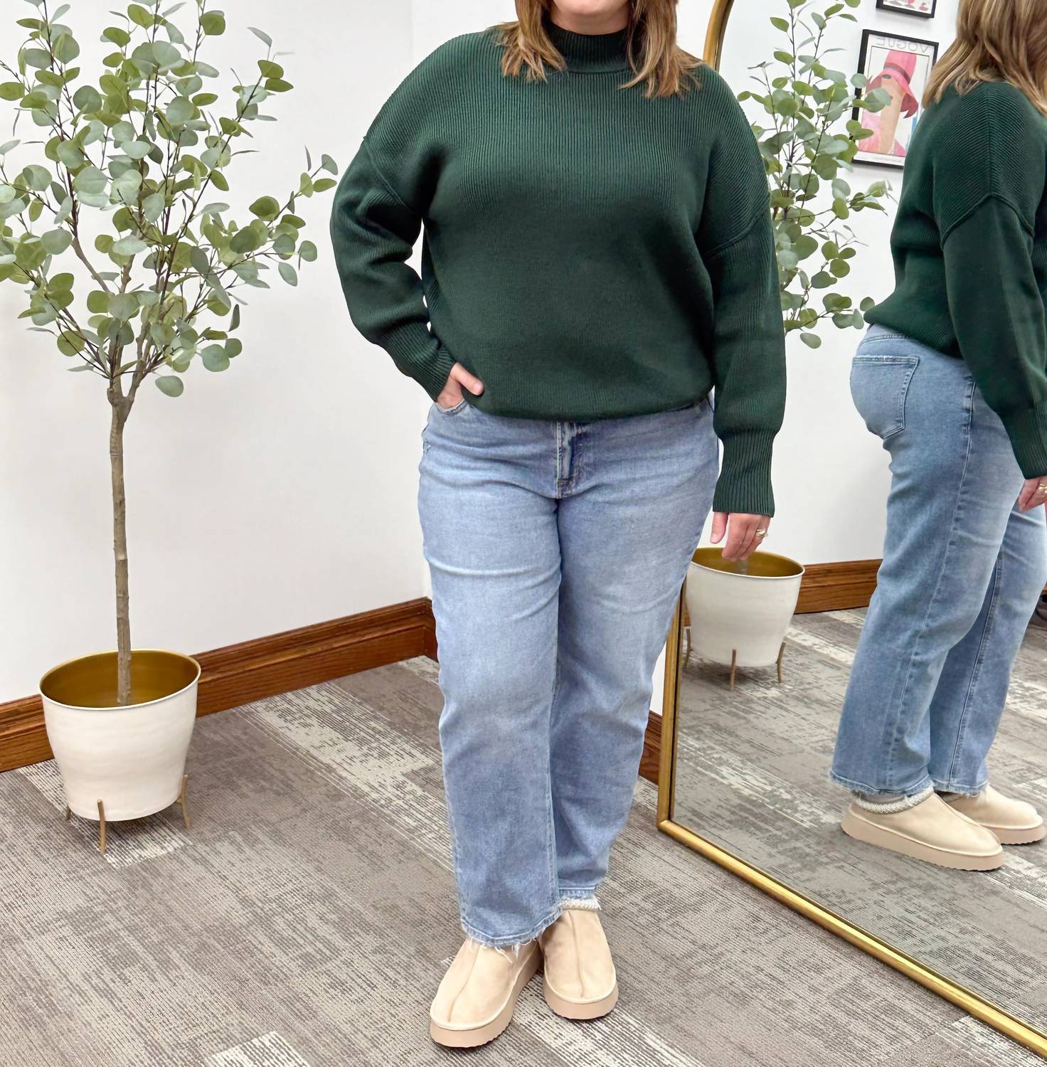 Blu Pepper - Mock Neck Ribbed Knit Sweater