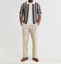 Wax London - Porto Stripe Crochet Knitted Shirt