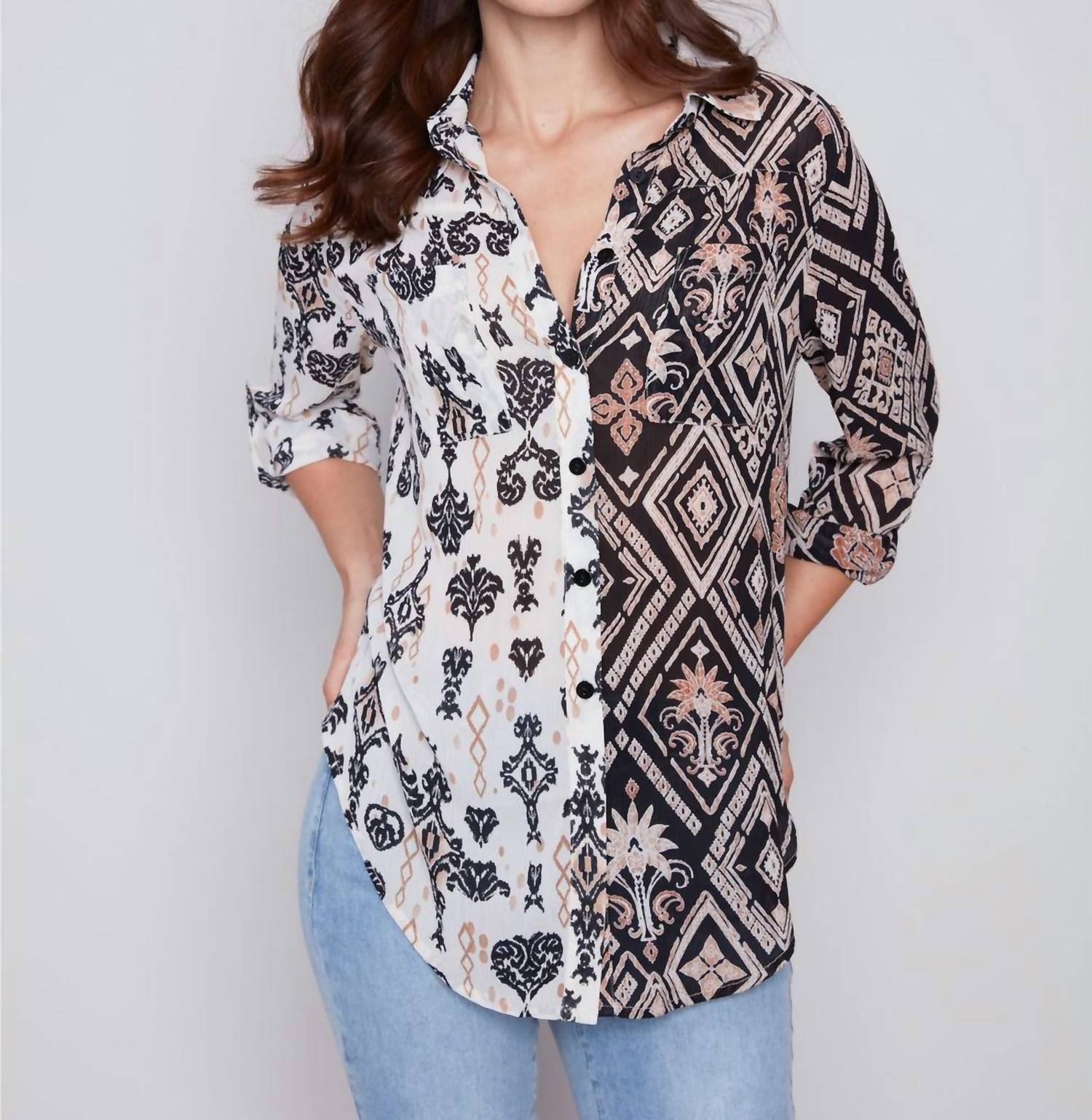 Charlie B - Printed Crinkle Georgette Blouse