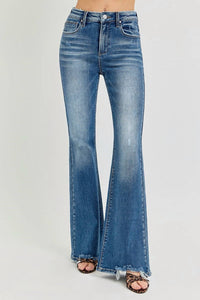 Risen - Tummy Control High Rise Flare Step Hem Jeans