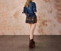 Wrangler AZTEC CROSSBODY WITH SCARF HANDLE TOTE in coffee - women's bag - detail view