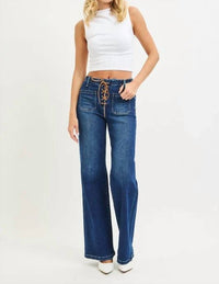 Risen - Finny Front Tie Wide Leg Jeans