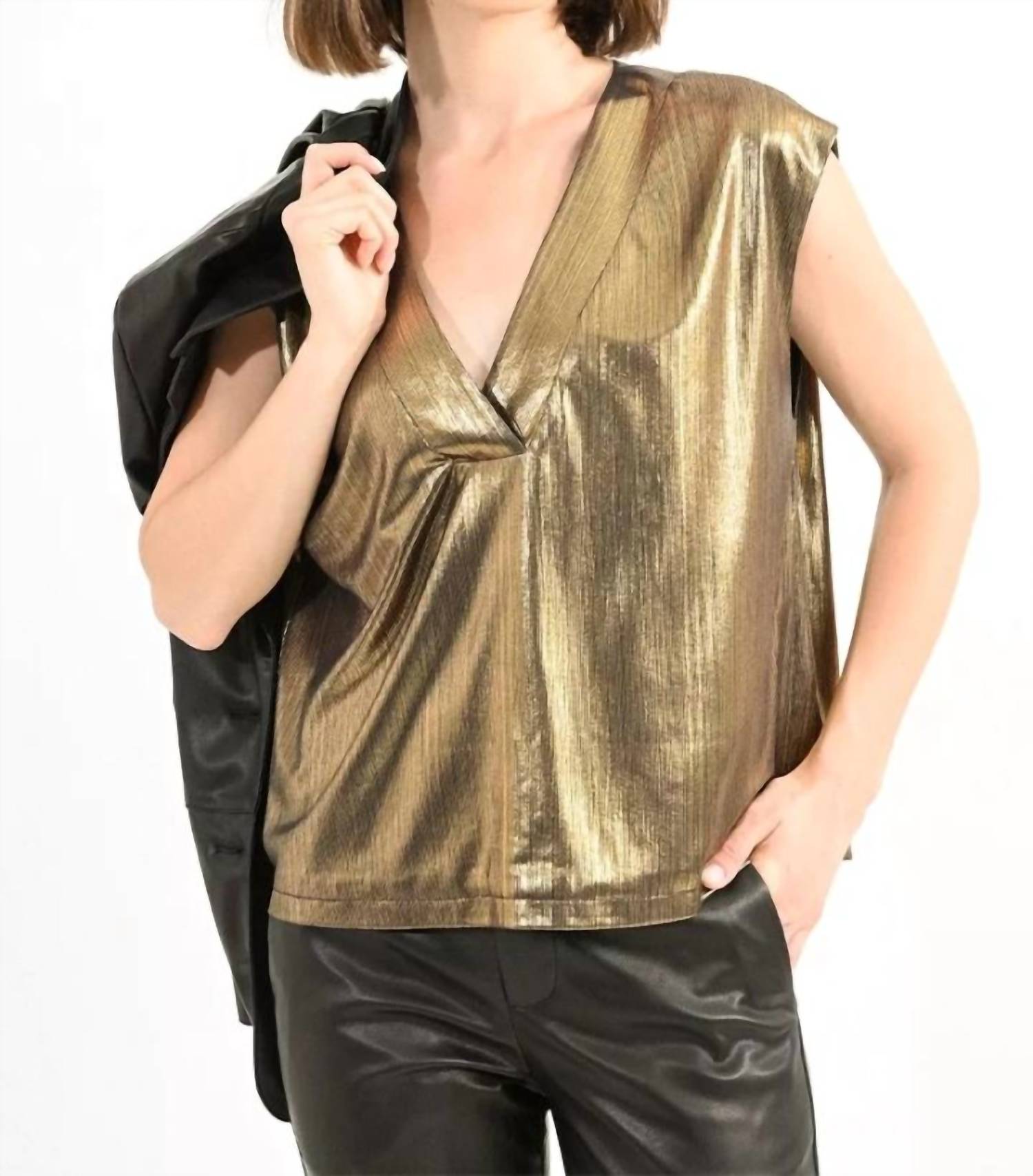 Molly Bracken - V-neck Iridescent Knit Top